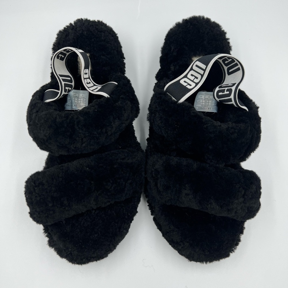 UGG Black Fluff Yeah Slide Sandals - Picture 3 of 12
